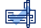 illustrated bank check with a pen icon