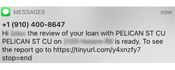 example scam text message